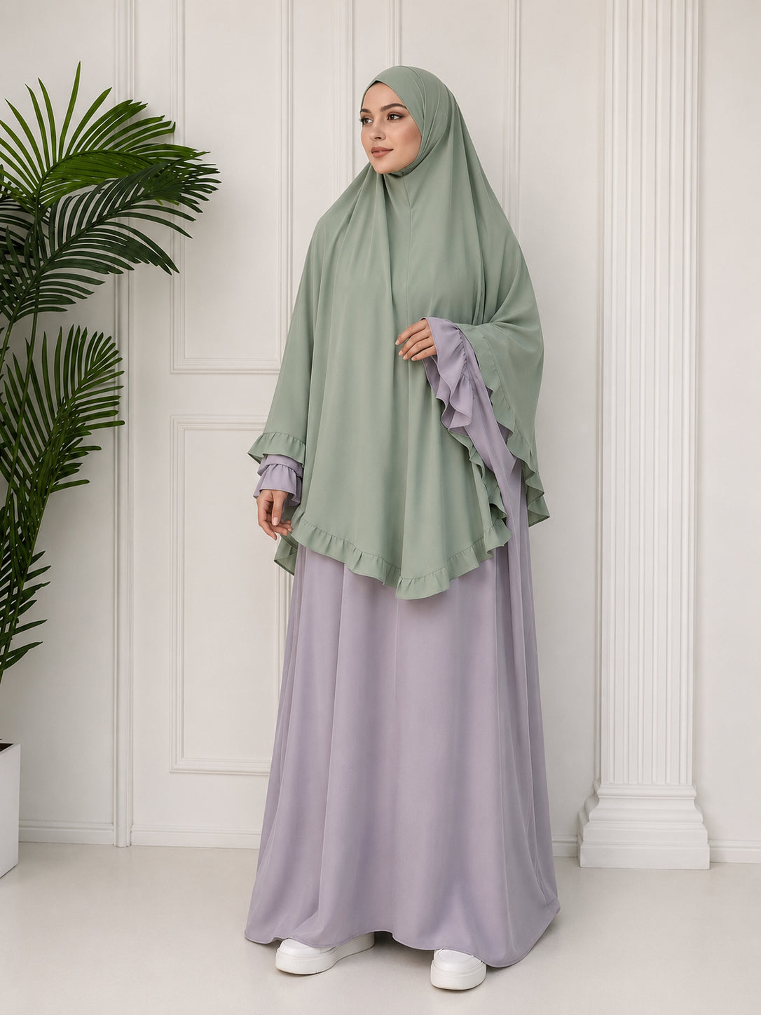 Khimar Khadija Long à Volants